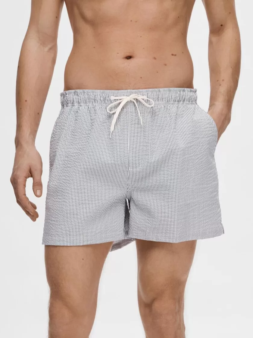 SELECTED SEERSUCKER BADESHORTS Blue Outlet