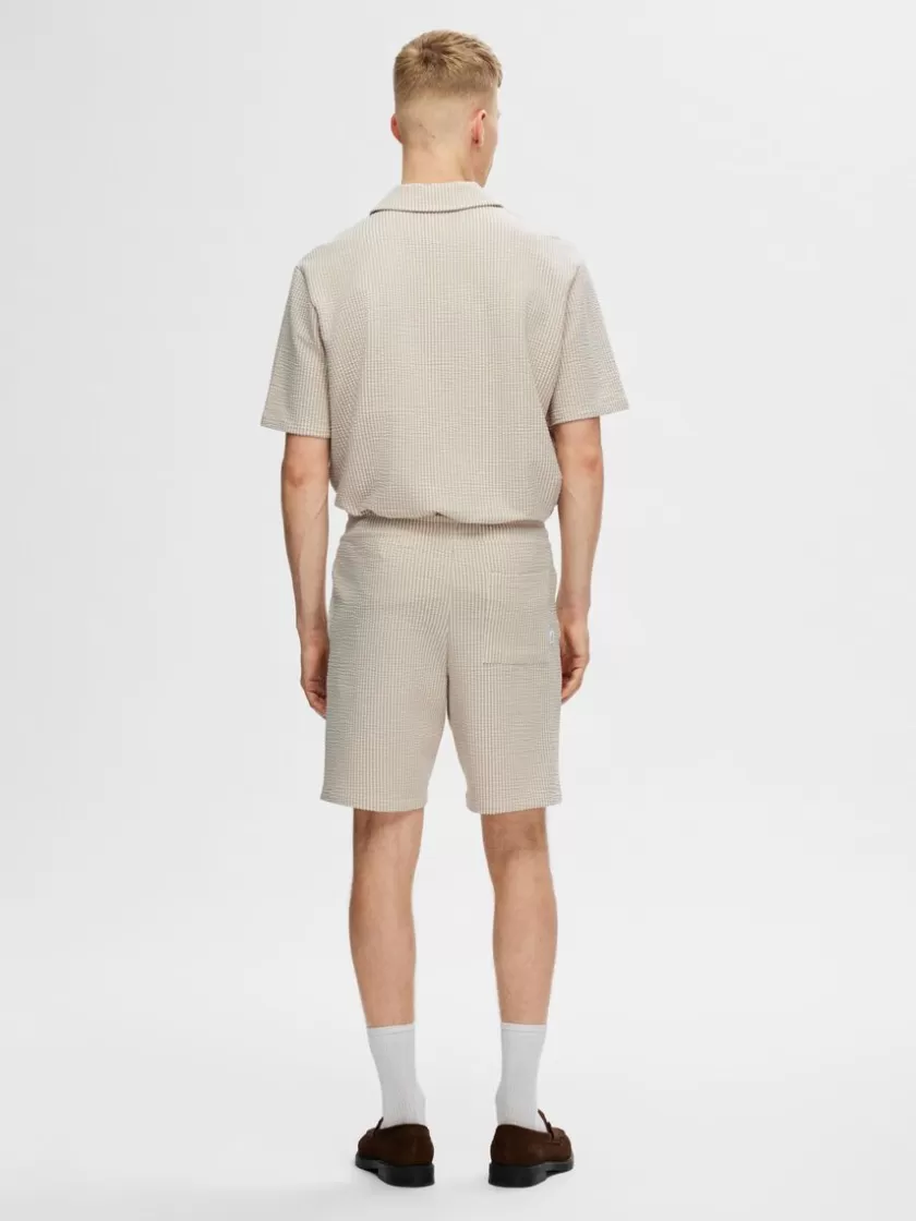 SELECTED SEERSUCKER SHORTS Beige Clearance