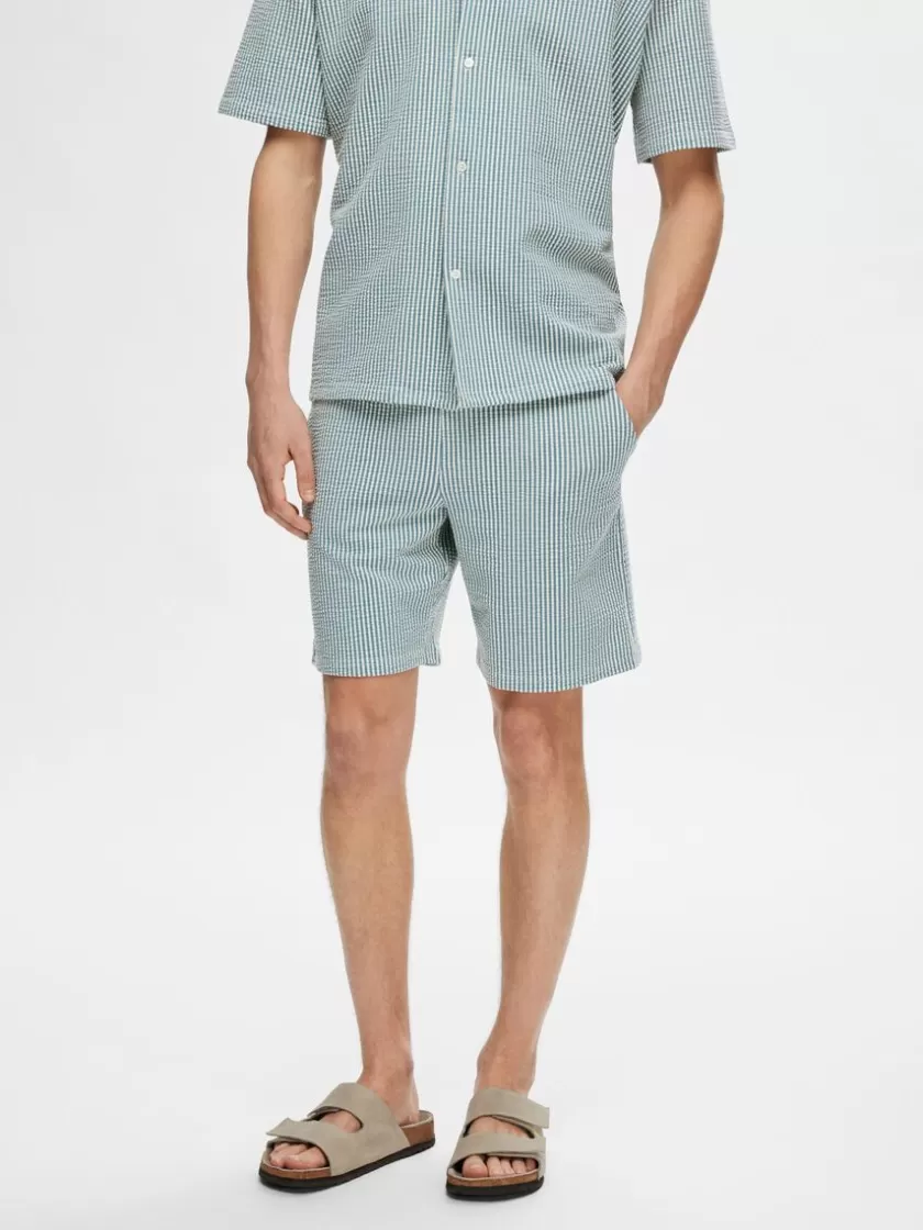 SELECTED SEERSUCKER SHORTS Blue Flash Sale