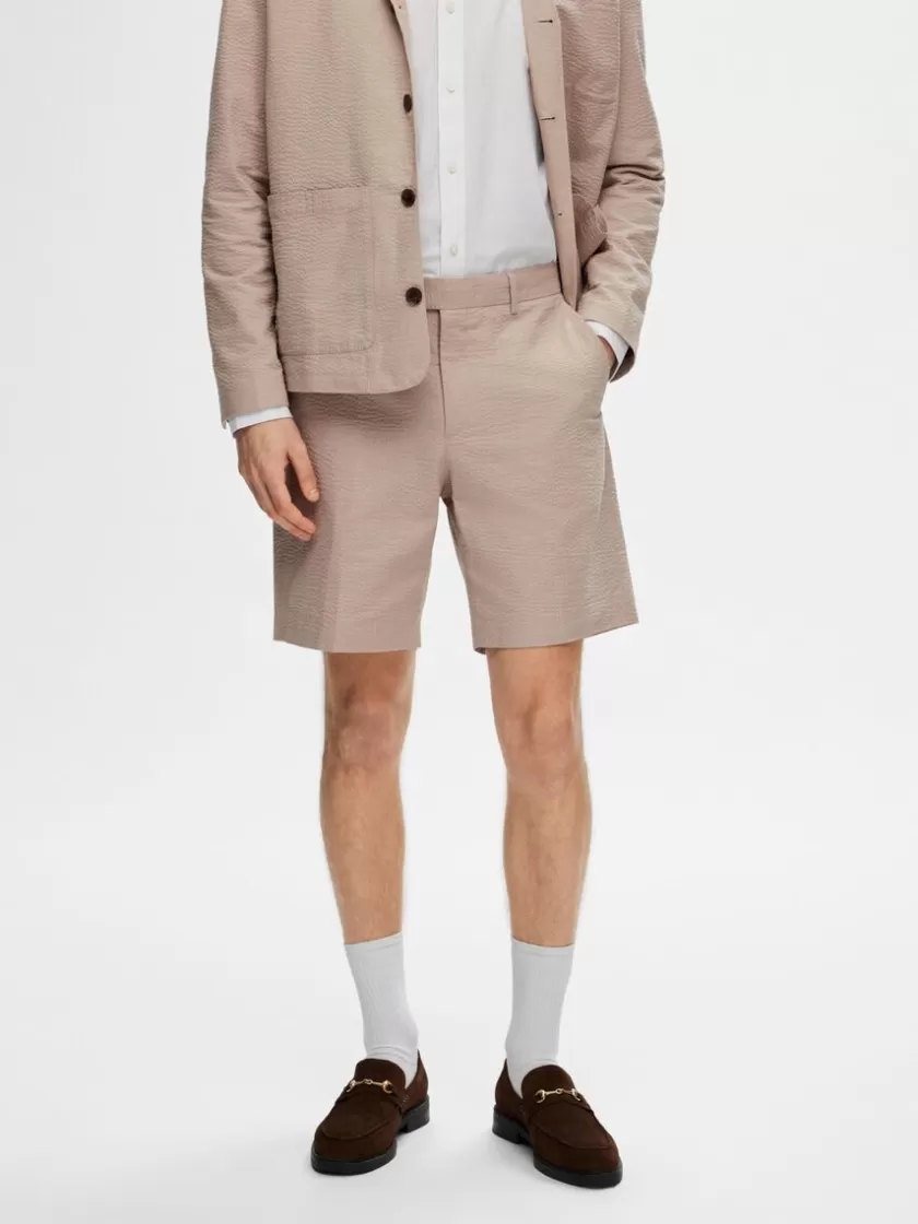 SELECTED SEERSUCKER SHORTS Beige Flash Sale