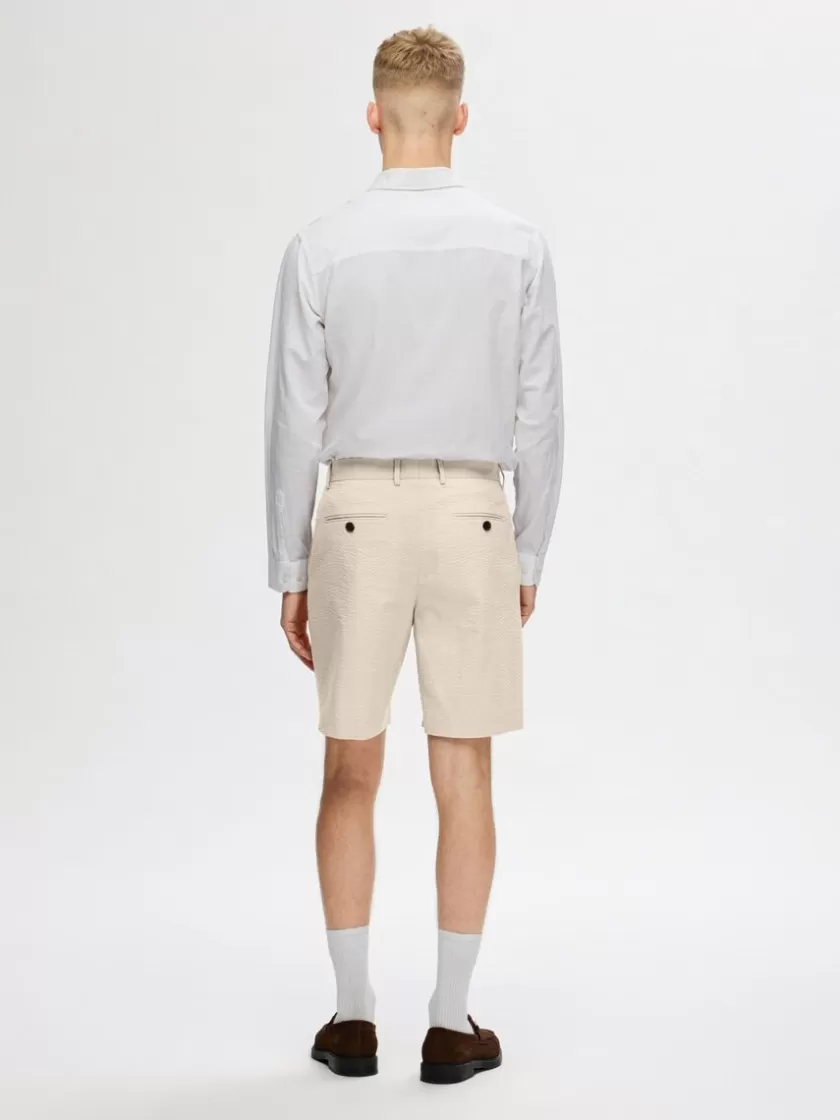 SELECTED SEERSUCKER SHORTS Beige Flash Sale