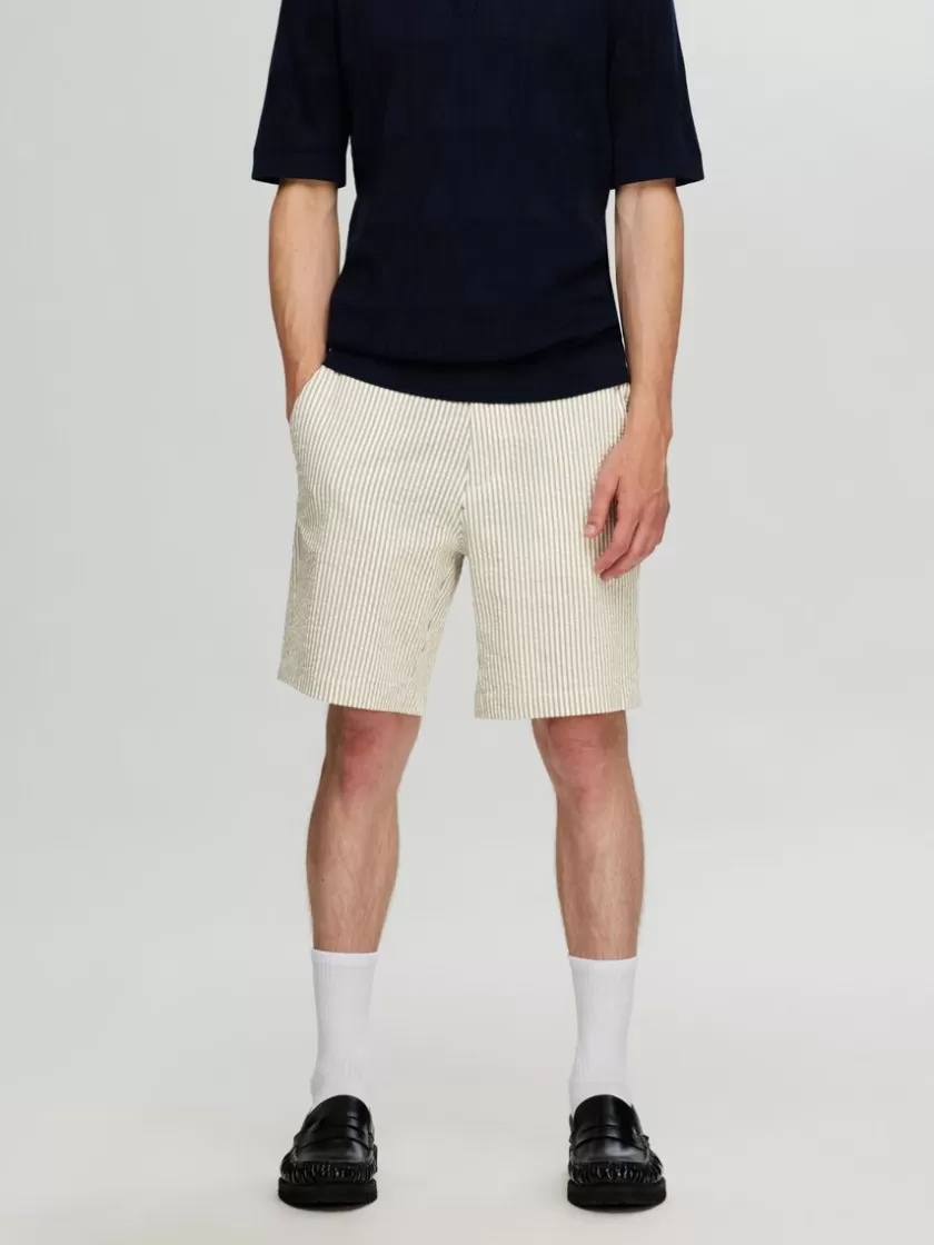 SELECTED SEERSUCKER SHORTS Green Flash Sale