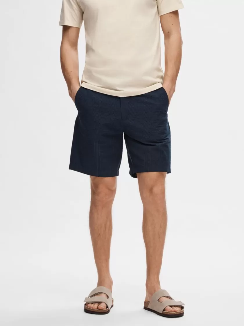 SELECTED SEERSUCKER SHORTS Blue Clearance