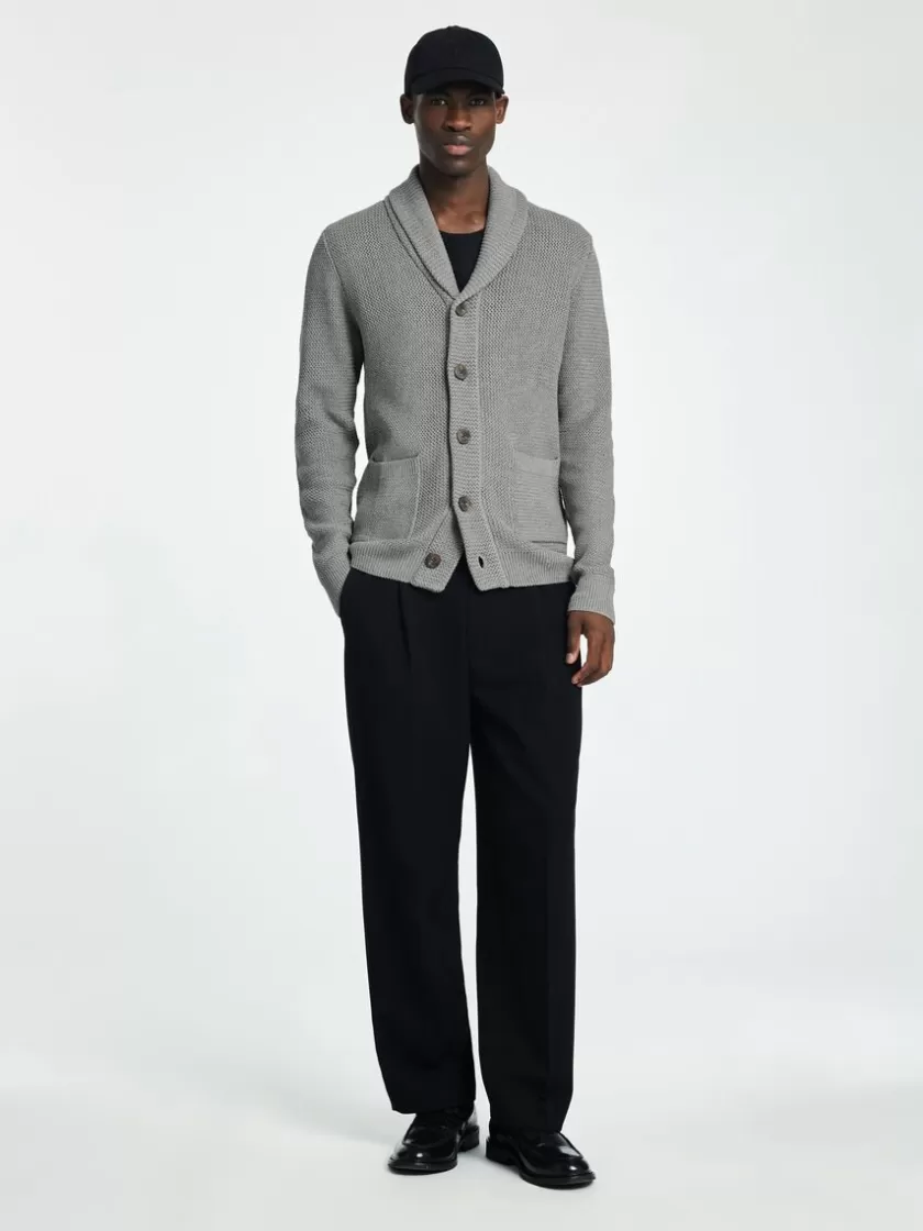 SELECTED SHAWL-NECK STRIKKET CARDIGAN Grey Outlet