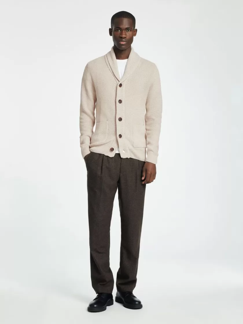 SELECTED SHAWL-NECK STRIKKET CARDIGAN Beige Shop