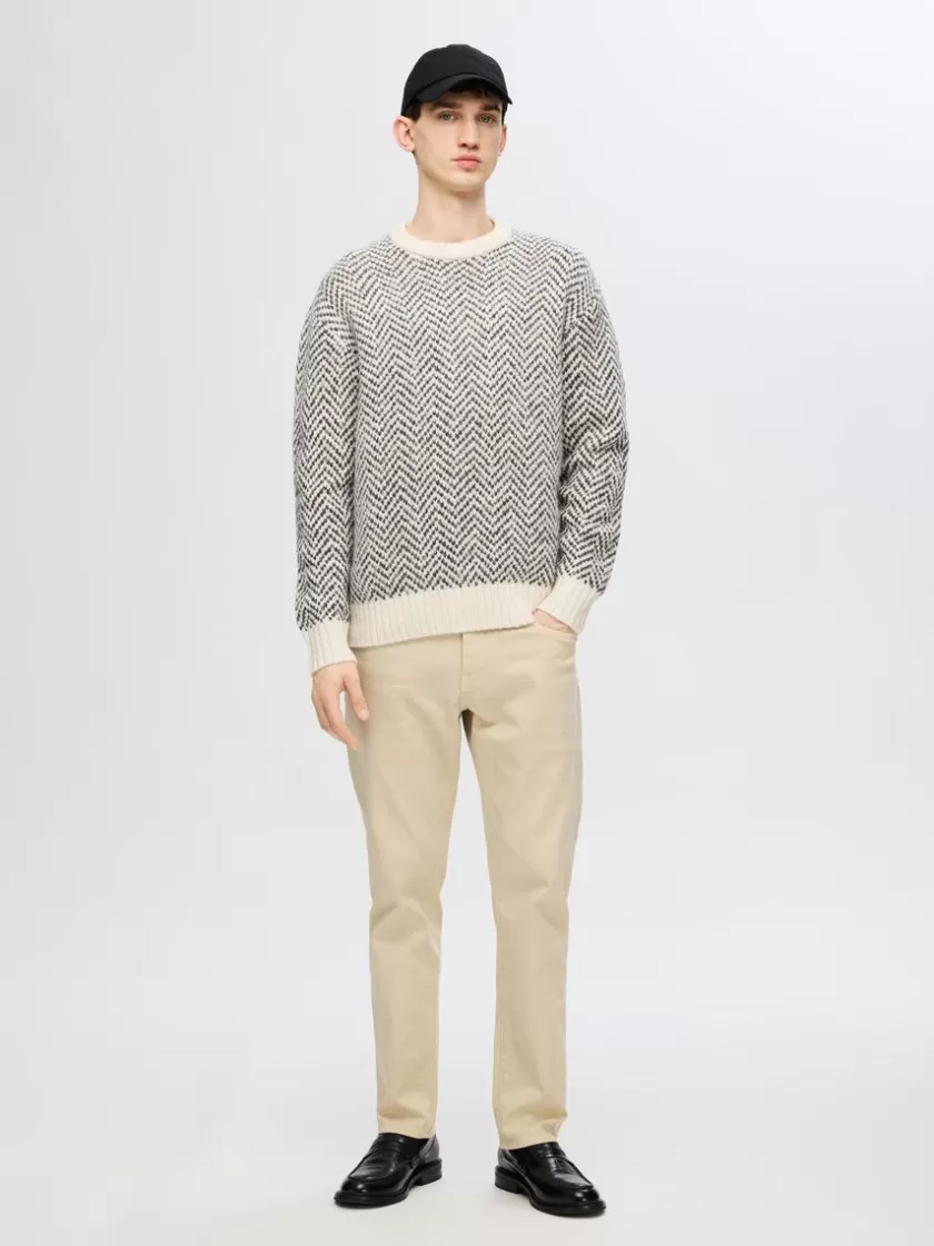 SELECTED SILDEBENSPRINT STRIKTRØJE Beige Flash Sale