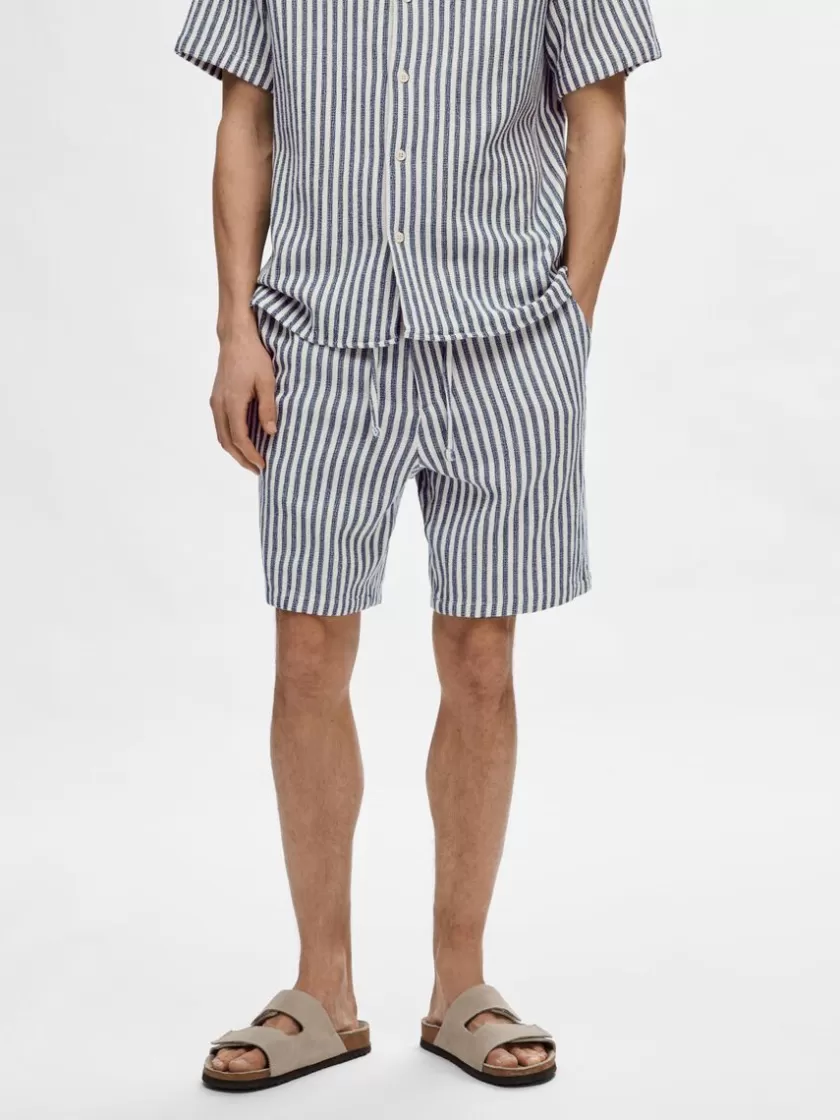 SELECTED STRIBEDE SHORTS Blue Store