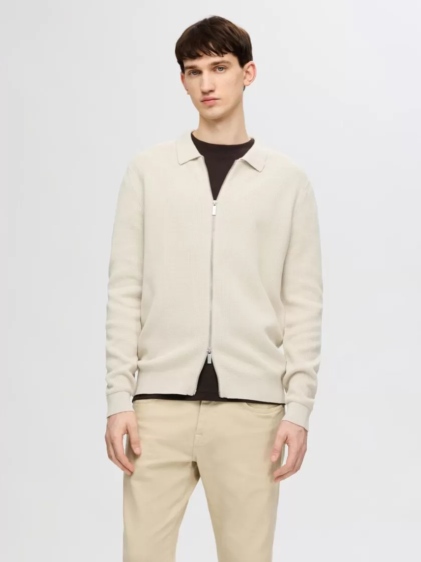 SELECTED STRIKKET CARDIGAN MED LYNLÅS Beige Discount