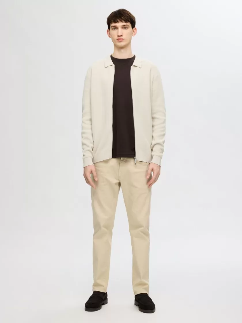 SELECTED STRIKKET CARDIGAN MED LYNLÅS Beige Discount