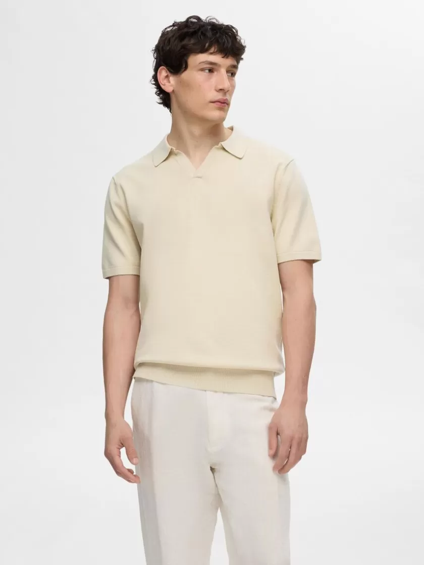 SELECTED STRIKKET POLO Beige Cheap